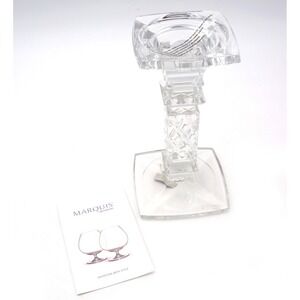 NEW Marquis by Waterford Single Brixton Pillar Taper Crystal Candlesticks 8" NIB